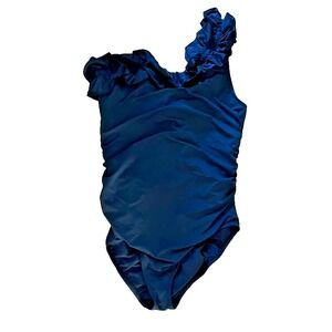 Lilly Pulitzer Kibali One Piece Swimsuit Ruffle Onyx Black Size 14 Minimalist